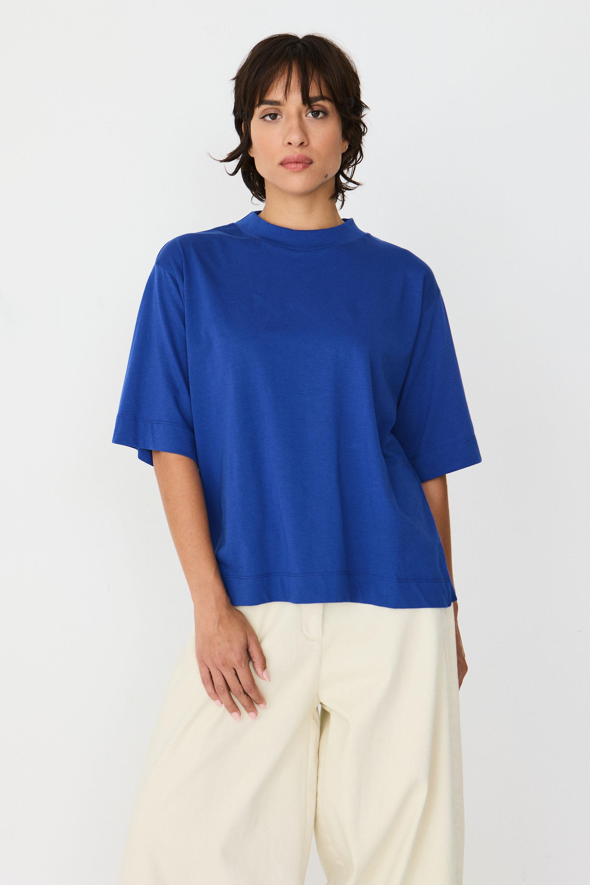 SKFK Zuntz-11-GOTs Shirt Blue Damen Loose Fit T-Shirt blau